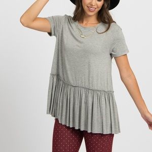 Ash Gray Relaxed Ruffle Tee